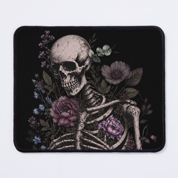 Item preview, Botanical Skeleton with Colorful Wildflowers | Gothic Floral Anatomy Art designed and sold by EVESTUDIOART.