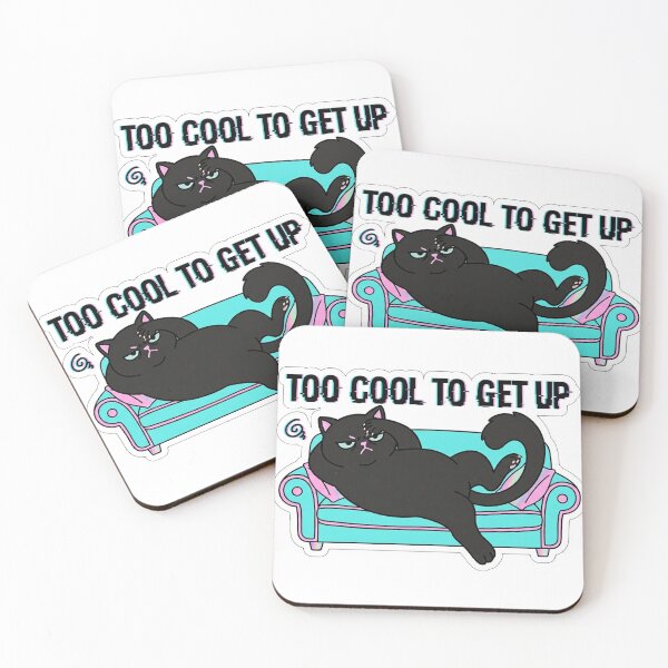 Item preview, TOO COOL TO GET UP — Cute Grumpy Black Cat Sticker designed and sold by PastelParasite.