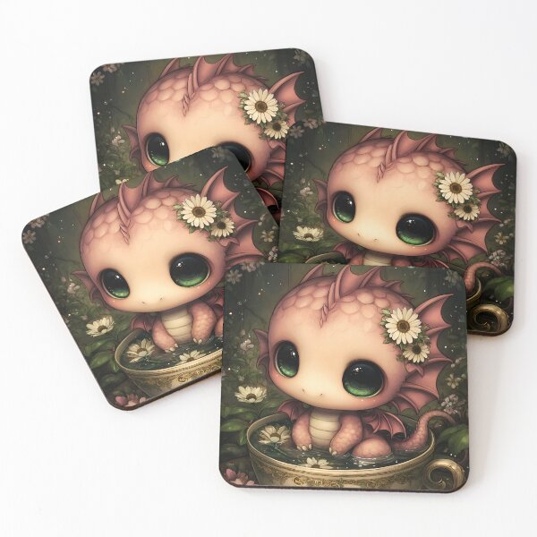 Item preview, Tea Dragon Fantasy Art | Cozy Cottagecore Dragon designed and sold by InkAndGloom.