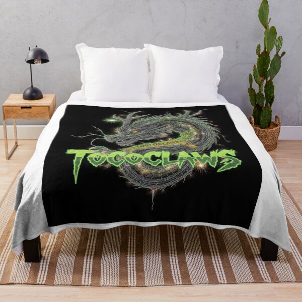 Item preview, TOCOCLAWS Bio-Hazard Beast: Toxic Neon Green Dragon Throw Pillow designed and sold by TOCOCLAWS.