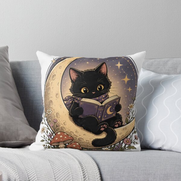 Item preview, Cute Black Cat Reading on the Moon designed and sold by Talisman Design.