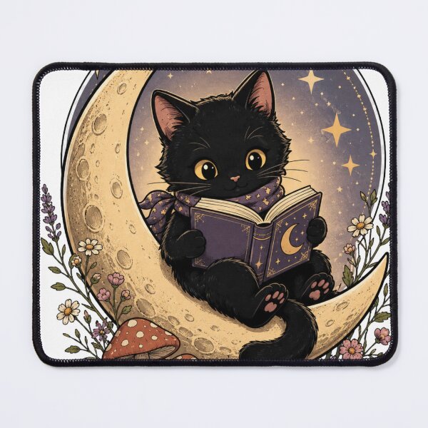 Item preview, Cute Black Cat Reading on the Moon designed and sold by Talisman Design.