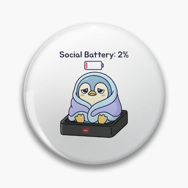 Item preview, Social Battery 2 Percent Low Energy Kawaii Penguin designed and sold by dreephic22.