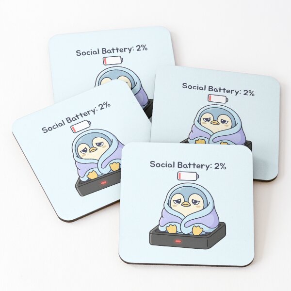 Item preview, Social Battery 2 Percent Low Energy Kawaii Penguin designed and sold by dreephic22.