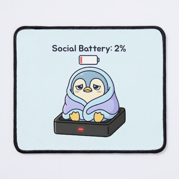 Item preview, Social Battery 2 Percent Low Energy Kawaii Penguin designed and sold by dreephic22.