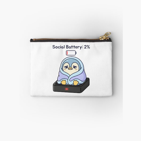 Item preview, Social Battery 2 Percent Low Energy Kawaii Penguin designed and sold by dreephic22.