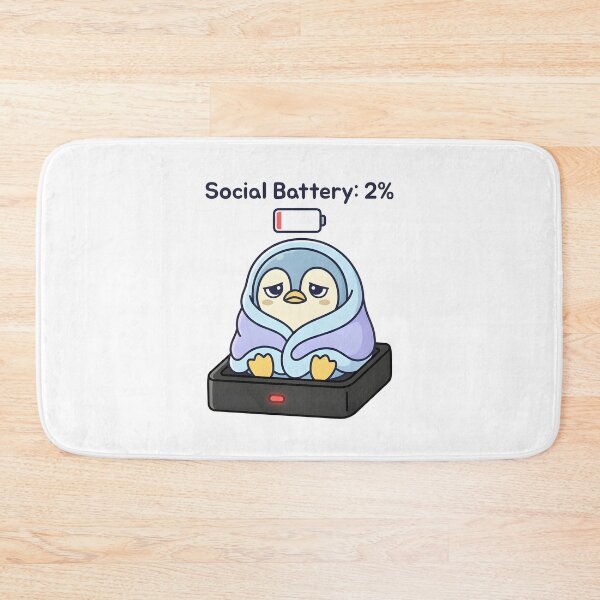 Item preview, Social Battery 2 Percent Low Energy Kawaii Penguin designed and sold by dreephic22.