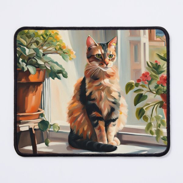 Item preview, Cozy Calico Cat on Sunny Window Sill Cottagecore Painting designed and sold by UmSkelig834.