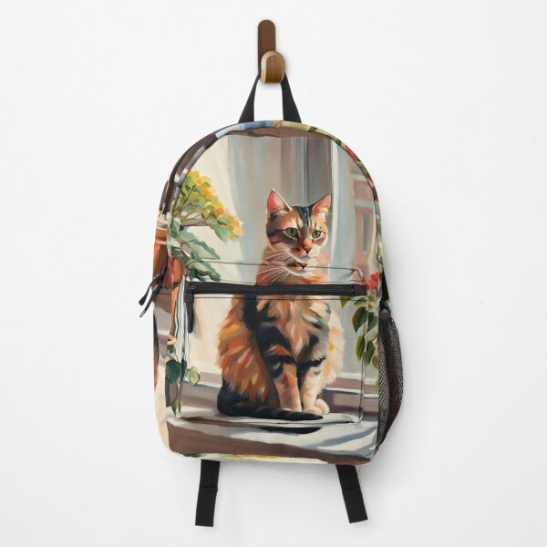 Item preview, Cozy Calico Cat on Sunny Window Sill Cottagecore Painting designed and sold by UmSkelig834.
