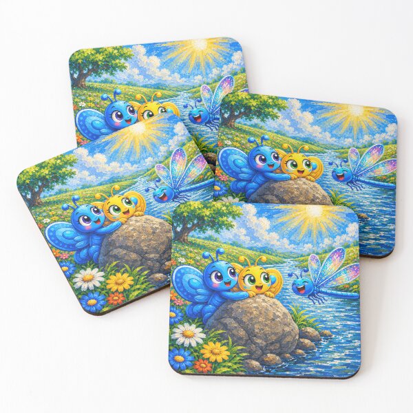 Item preview, The Flutterbys meet a cool blue Dragonfly designed and sold by Nita Lesley Creates.
