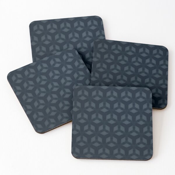 Item preview, Navy Blue Geometric Interlocking Pattern Art designed and sold by IntelliMindDesigns.