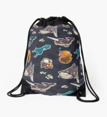 Spooky Sea Vector Pattern Drawstring Bag