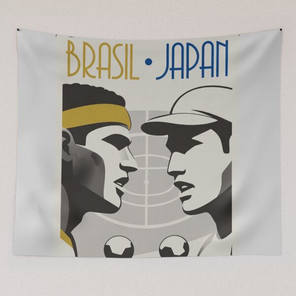 Item preview, Vintage Japan vs Brazil Soccer Match Art Print designed and sold by Nexus Space.