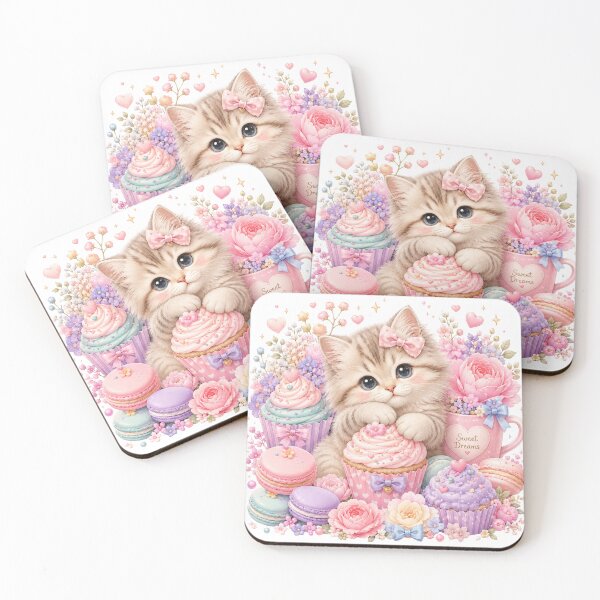 Item preview, Cute Kawaii Kitten with Cupcakes | Sweet Pastel Cat | Adorable Dessert Lover Design designed and sold by MoodLay.