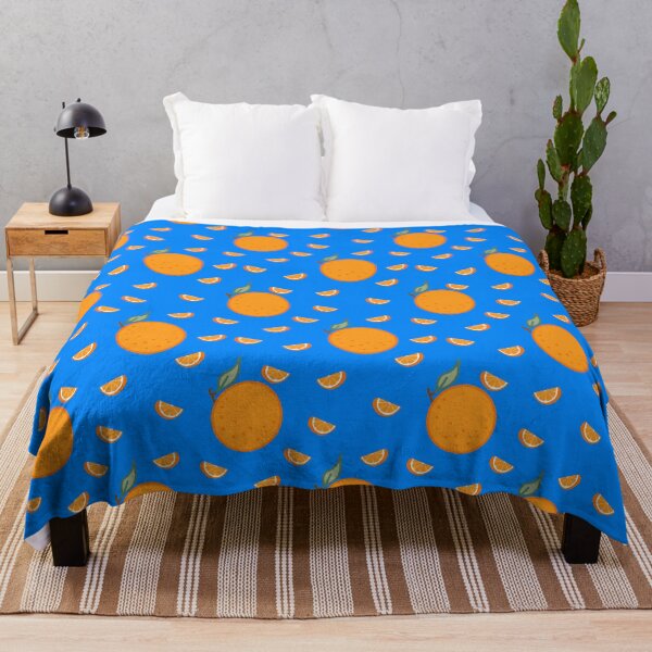 Item preview, Kawaii Orange Seamless pattern with bold blue background designed and sold by Sugarflumpairy2.