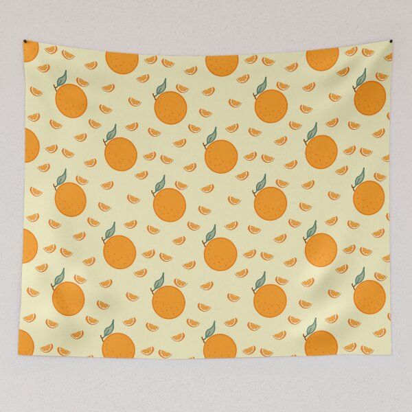 Item preview, Kawaii Orange Seamless pattern with pastel yellow background designed and sold by Sugarflumpairy2.