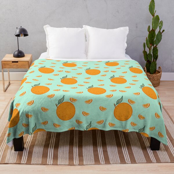 Item preview, Kawaii Orange Seamless pattern with pastel turquoise background designed and sold by Sugarflumpairy2.