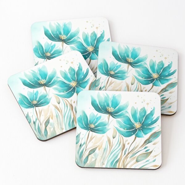 Item preview, Turquoise Dreamy Flowers designed and sold by CalmnessbyChoice.