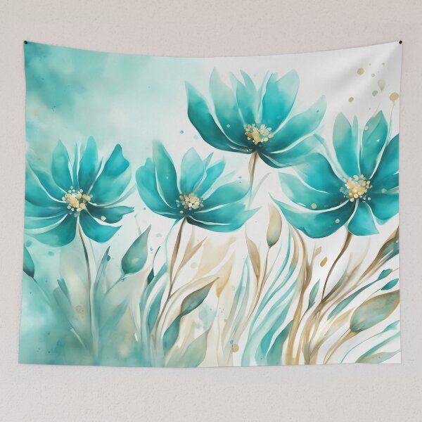 Item preview, Turquoise Dreamy Flowers designed and sold by CalmnessbyChoice.