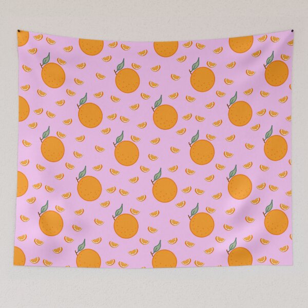 Item preview, Kawaii Orange Seamless pattern with pastel pink background designed and sold by Sugarflumpairy2.