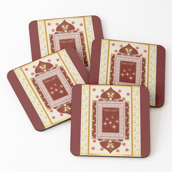 Item preview, Vintage Maroon Gold Celestial Floral Arch Tapestry designed and sold by Rehnair.