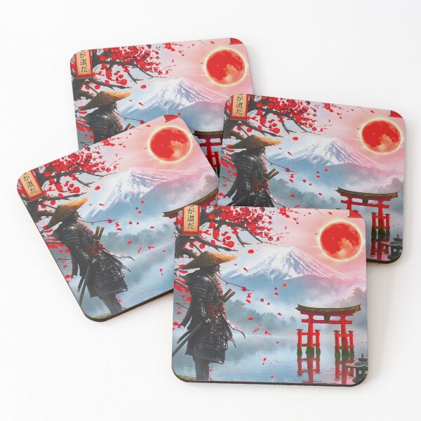 Item preview, Samurai Warrior Overlooking Lake with Mount Fuji and Torii Gate designed and sold by MtCenah.