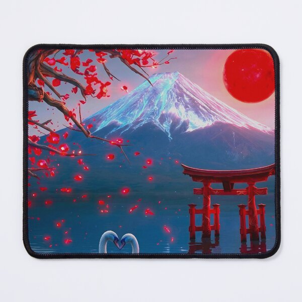Item preview, Surreal Japanese Landscape with Mount Fuji Torii Gate and Swans designed and sold by MtCenah.