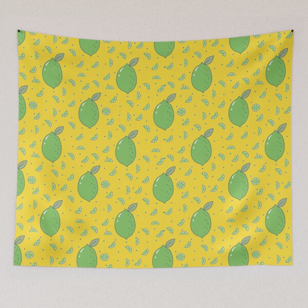 Item preview, Kawaii Lime Seamless pattern with bold yellow background designed and sold by Sugarflumpairy2.