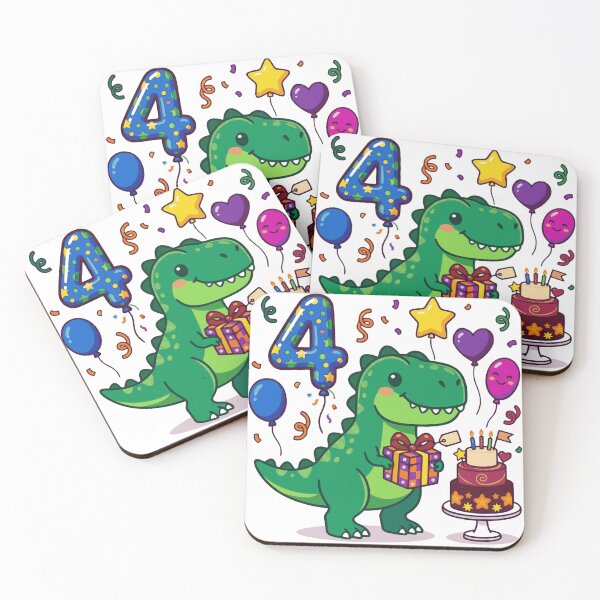 Item preview, 4th Saurus T-rex birthday gift kids dino party designed and sold by Tronstell.