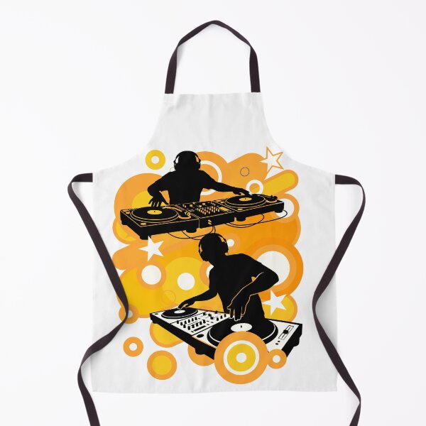 Item preview, Frutiger Metro orange: silhouette of DJs and groovy speakers, Y2k 2000s designed and sold by Pics'Elle Creations.