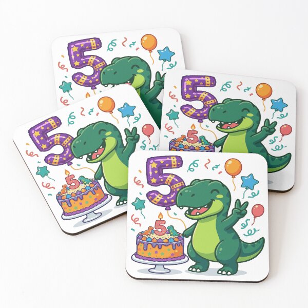 Item preview, Five Saurus greenT-rex birthday dino lover designed and sold by Tronstell.