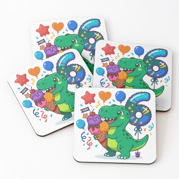 Item preview, 6th T-rex birthday dino lover ice cream cone designed and sold by Tronstell.