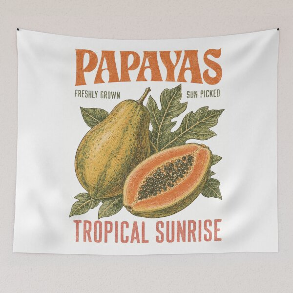 Item preview, Vintage Papaya Tropical Fruit Sunrise designed and sold by Retro Moon Studio.
