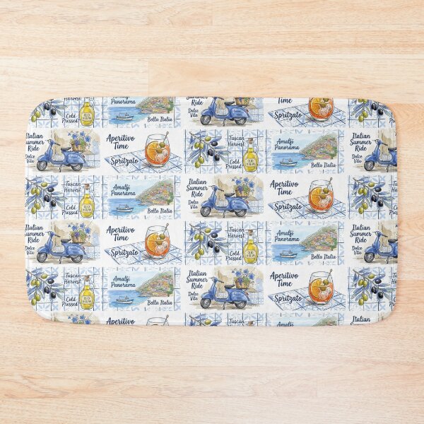 Item preview, Blue Vespa & Amalfi Spritz: Italian Lifestyle Pattern designed and sold by anebius.