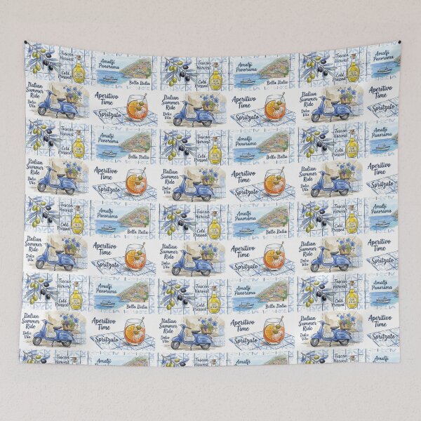 Item preview, Blue Vespa & Amalfi Spritz: Italian Lifestyle Pattern designed and sold by anebius.