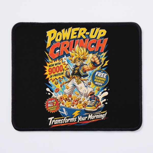 Item preview, Power-Up Crunch Anime Cereal Mashup Nostalgia Tee designed and sold by CerealBoxInk.