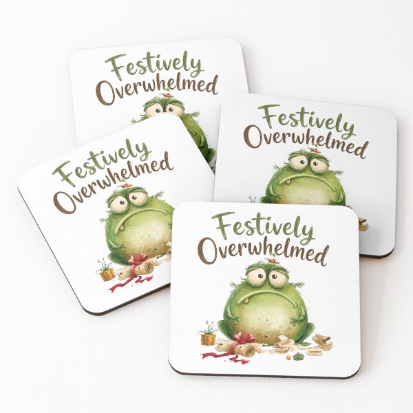 Item preview, Festively Overwhelmed Tired Frog Christmas Holiday Humor designed and sold by VikArt7.