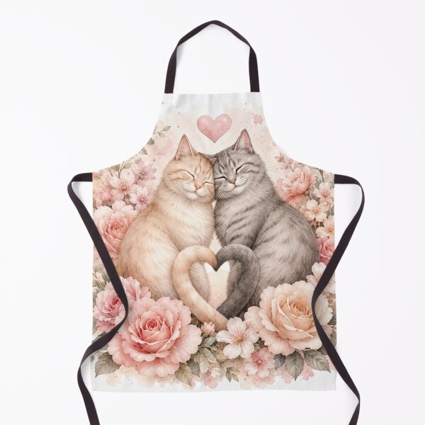 Item preview, Cute Love Cats with Pink Roses | Romantic Floral Kitten Couple | Cottagecore Cat Illustration designed and sold by MoodLay.