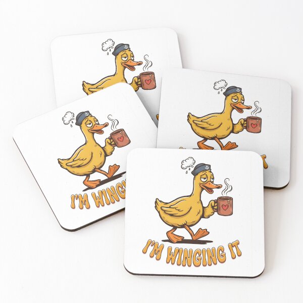 Item preview, I'm Winging It Funny Retro 70s Tired Coffee Duck designed and sold by wyzin39.