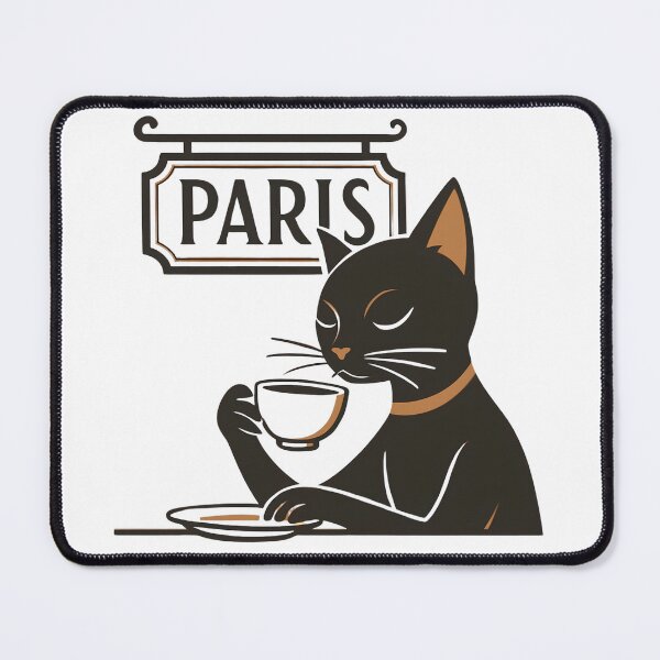 Item preview, Paris Cat Drinking Coffee Retro vintage Parisian Black Cat France Travel  designed and sold by HYPNK.