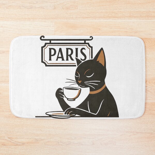 Item preview, Paris Cat Drinking Coffee Retro vintage Parisian Black Cat France Travel  designed and sold by HYPNK.