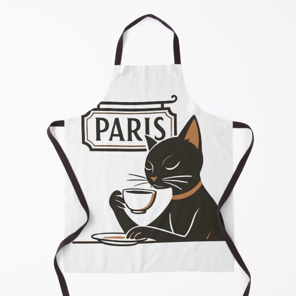 Item preview, Paris Cat Drinking Coffee Retro vintage Parisian Black Cat France Travel  designed and sold by HYPNK.