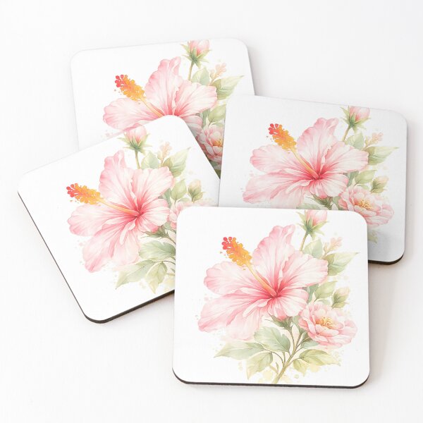 Item preview, Vintage Watercolor Pink Hibiscus and Peony Floral Bouquet  designed and sold by Jaideep Walia.