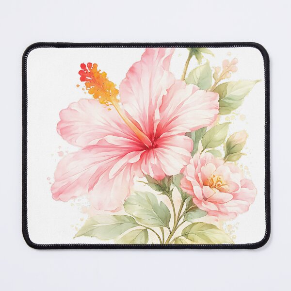 Item preview, Vintage Watercolor Pink Hibiscus and Peony Floral Bouquet  designed and sold by Jaideep Walia.