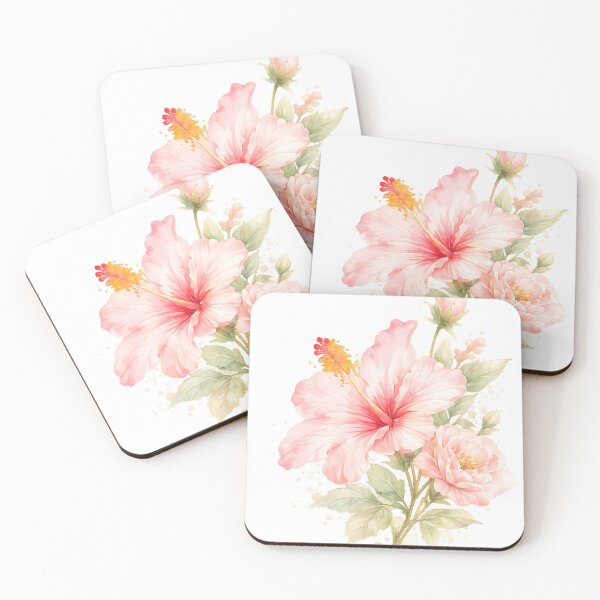 Item preview, Pastel Pink Hibiscus Watercolor Floral Bouquet  designed and sold by Jaideep Walia.