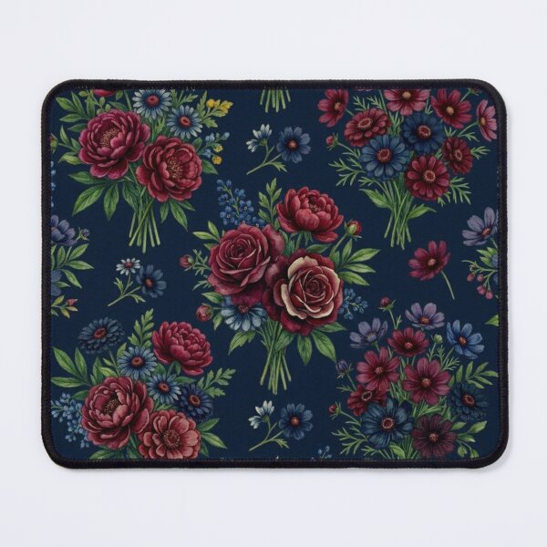 Item preview, Vintage Burgundy Rose & Wildflower Seamless Pattern designed and sold by FashioonTrends.