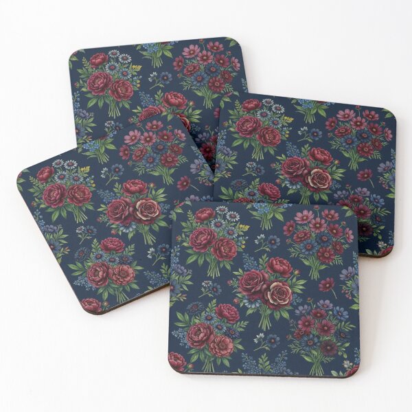 Item preview, Vintage Burgundy Rose & Wildflower Seamless Pattern designed and sold by FashioonTrends.