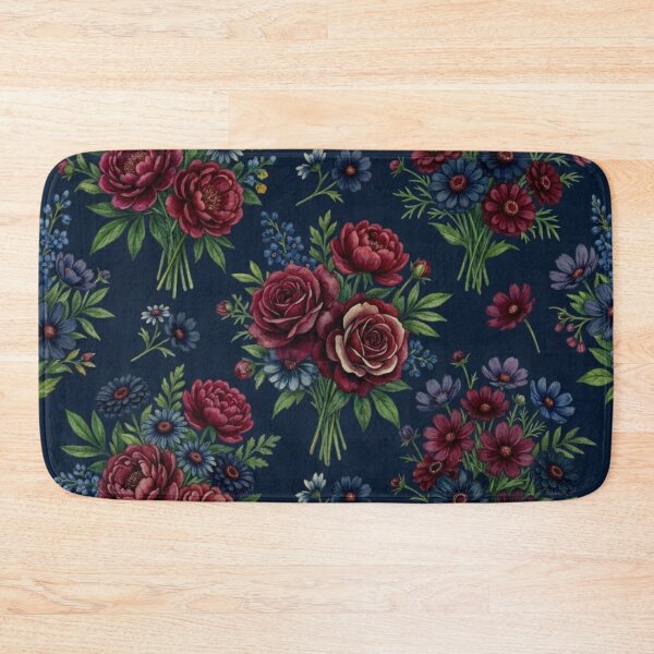 Item preview, Vintage Burgundy Rose & Wildflower Seamless Pattern designed and sold by FashioonTrends.