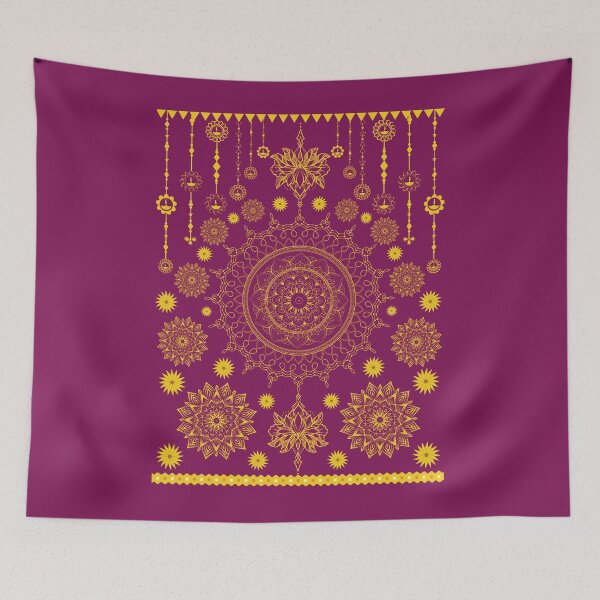 Item preview, Traditional Indian Diwali Diya Mandala Maroon Gold designed and sold by Rehnair.
