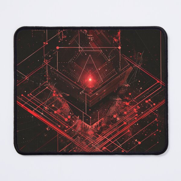Item preview, Cyber Brutalist Core Graphic Tee - Red Neon Darkwear Monolith designed and sold by VectorForge.
